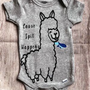 Cause spit happen llama baby onsie